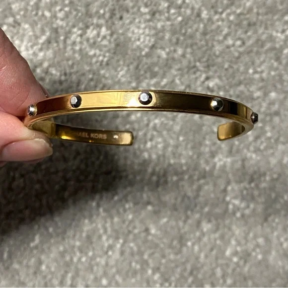 Michael Kors Heritage Astor Studded Cuff Bracelet Rose Gold and Silver Tone - Picture 3 of 8